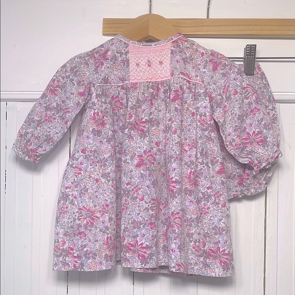 PETIT AMI EUC Smocked Floral Print Dress Bloomer Set